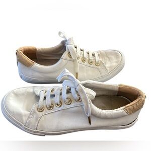 Lilly Pulitzer Lux Hallie Rhinestone Gold White Sneakers Size 9.5